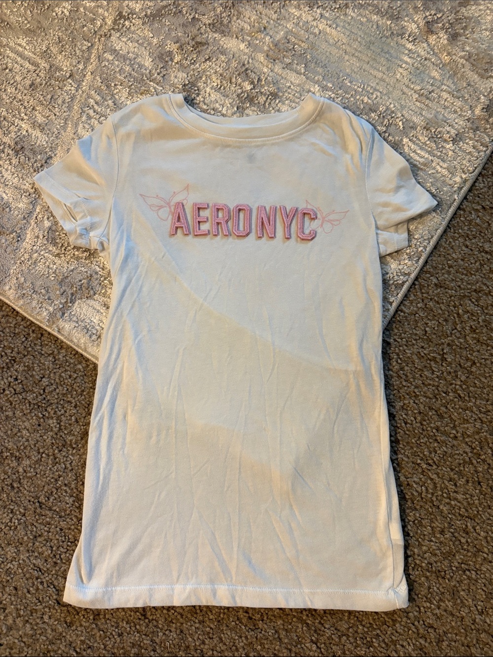 Aéropostale AERO NYC White & Pink Graphic Baby Tee